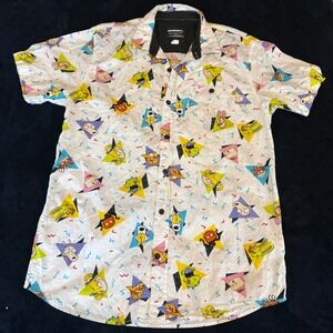 Nickelodeon 90s Cartoon Characters Button Down Shirt Mens Large Rugrats White